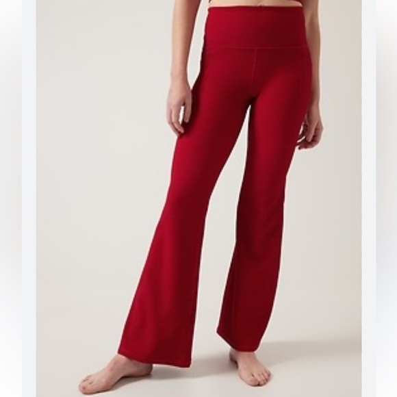 Athleta Salutation Stash Rib Flare Pants Red M - Picture 1 of 9